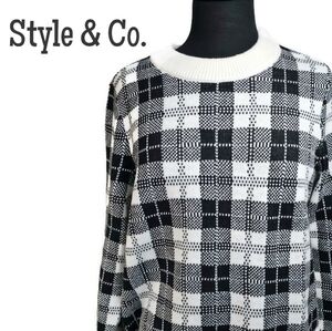 Style & Co. NWT Pullover Plaid Winter Sweater Size L